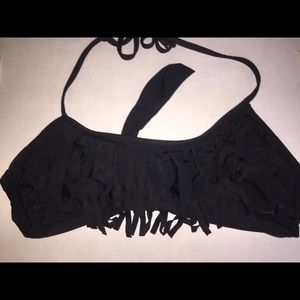 Fringe Black Bikini Top